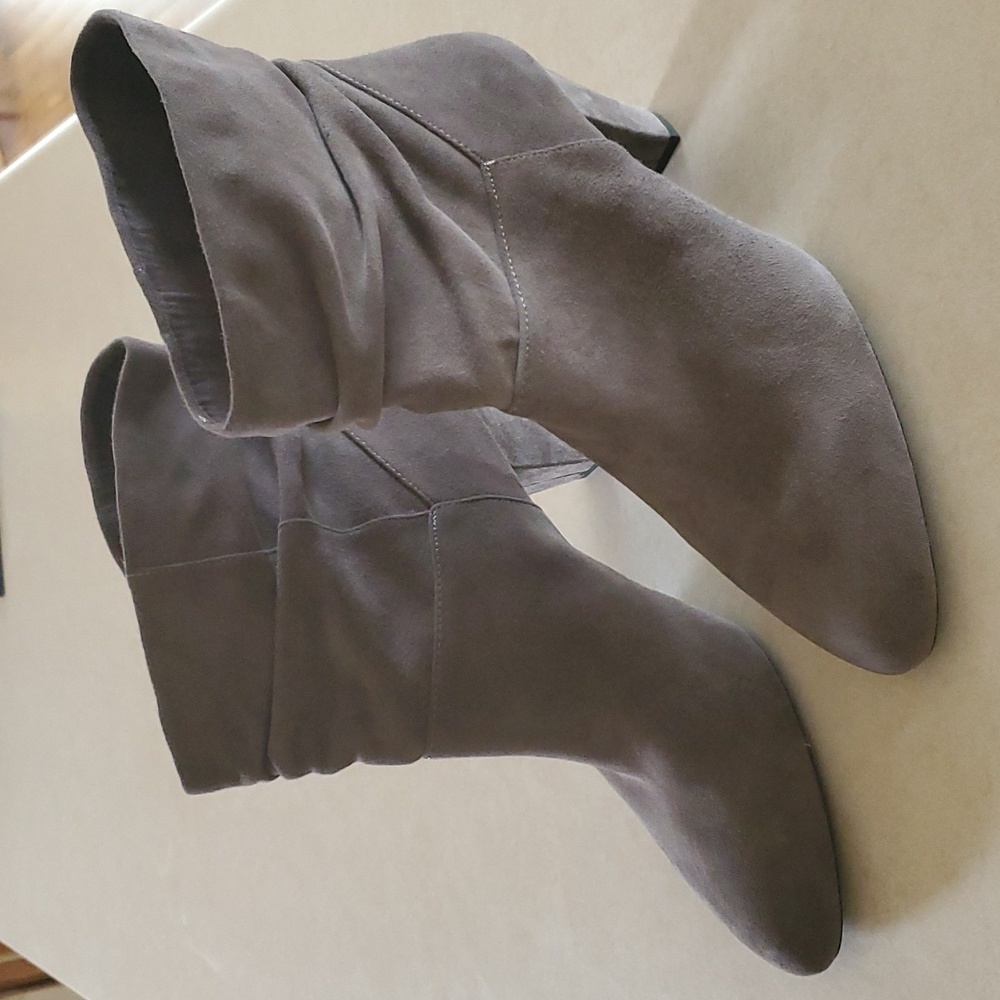 Grey suede booties by Alex Marie